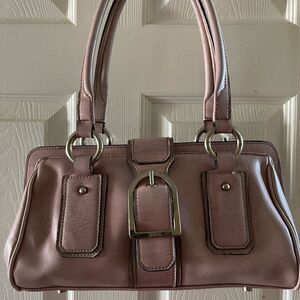 Belle Rose leather faded mauve satchel with silver stone hardwares